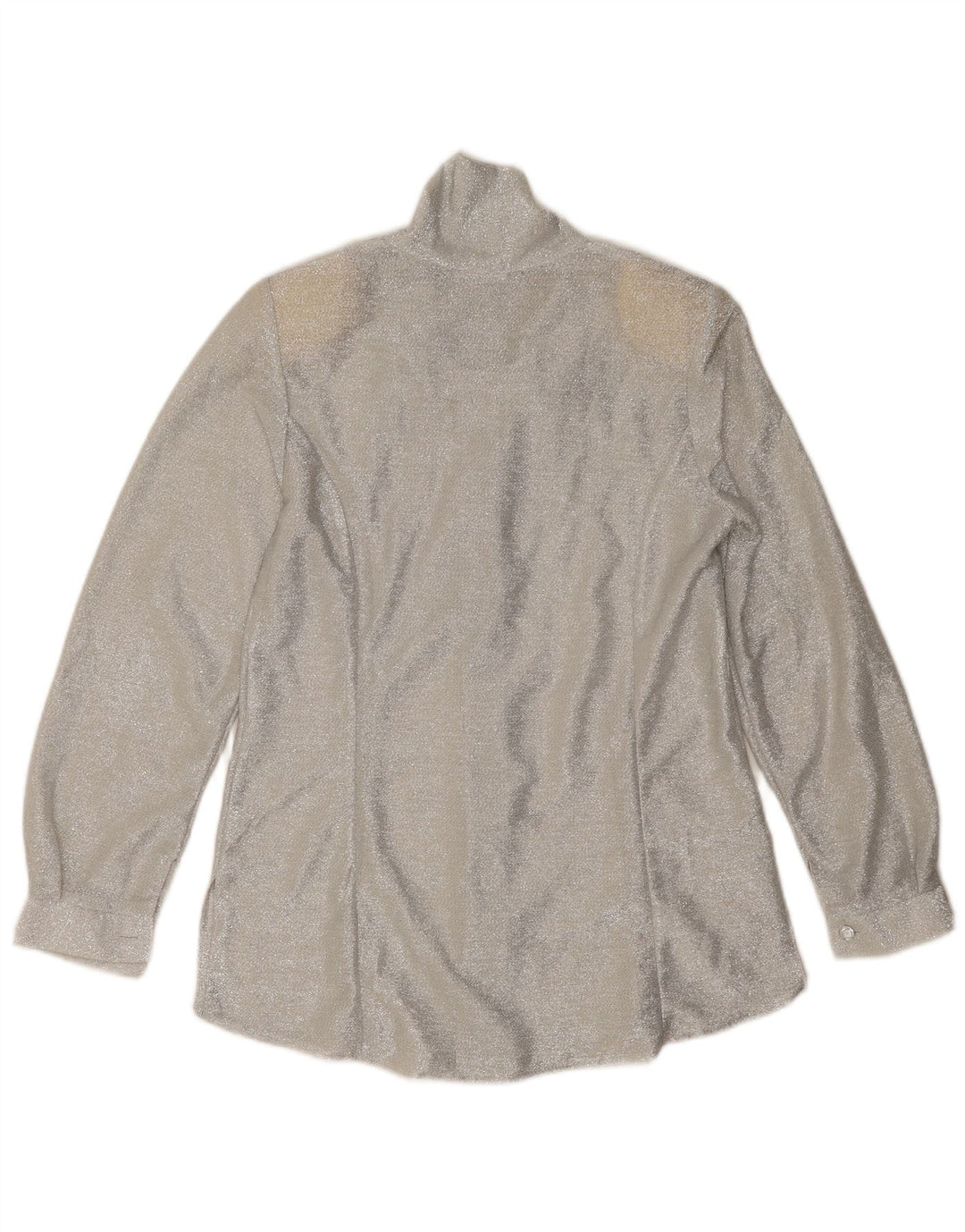 Vintage mujer frente corbata camisa blusa Reino Unido 12 plata mediana moteada
