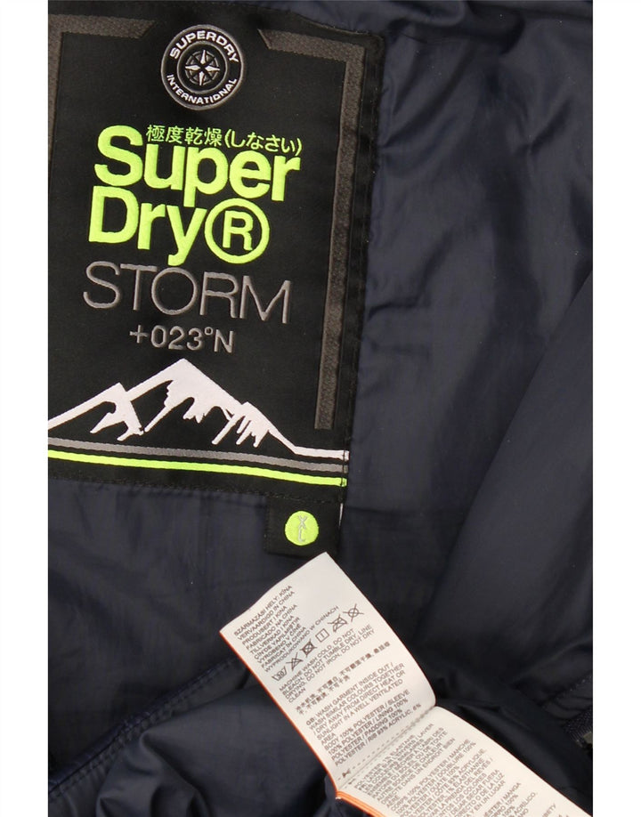 SUPERDRY Chaqueta acolchada con capucha y gráfico para hombre UK 42 XL Azul marino moteado