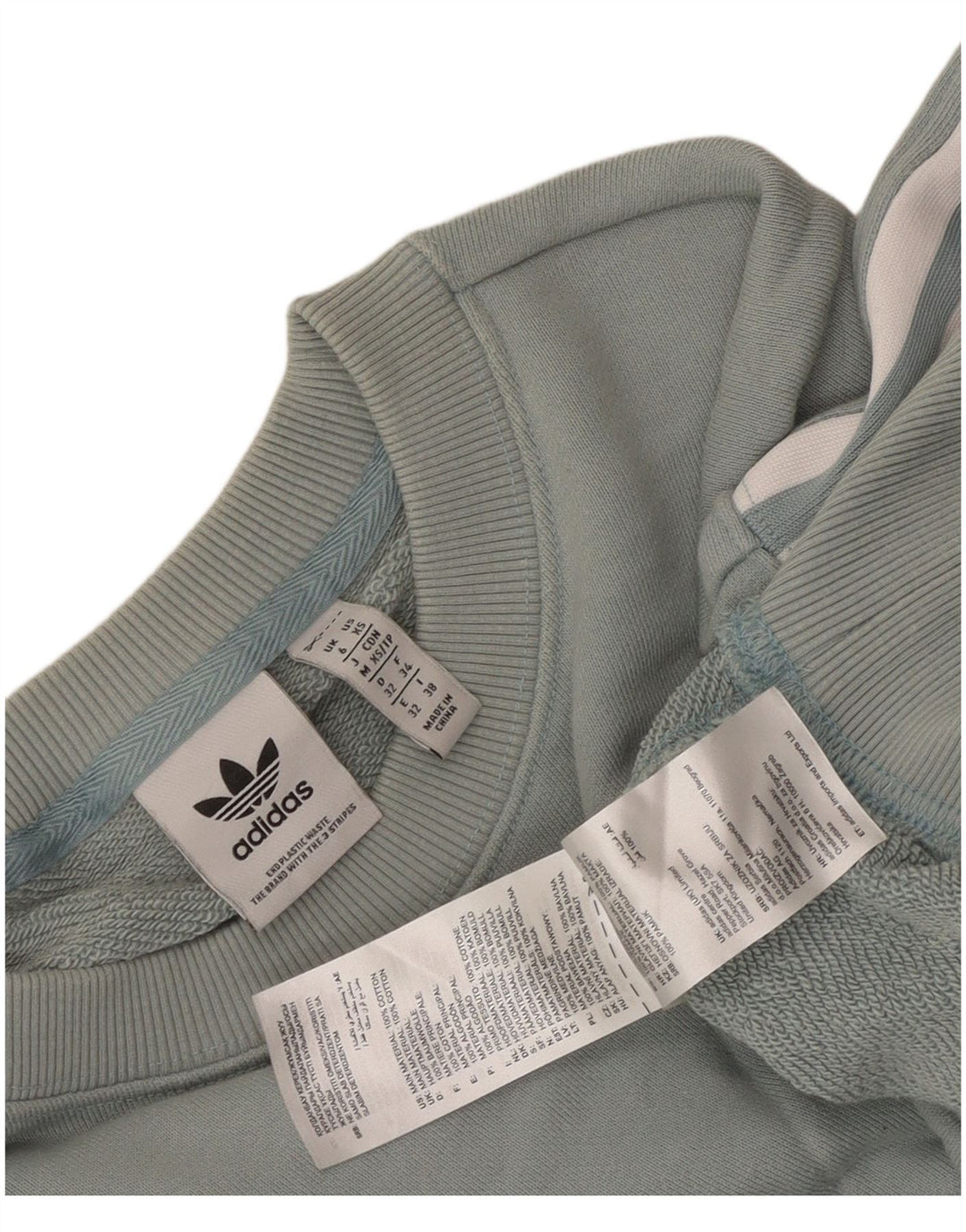 Adidas Mujer Crop Oversize Sudadera Jumper UK 6 XS Azul Algodón