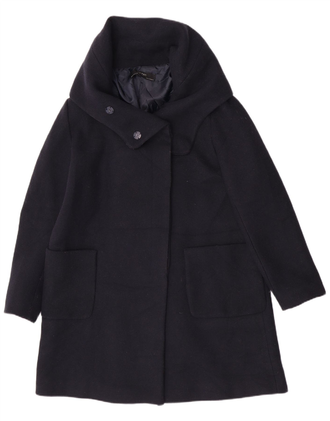 Zara Mujer Abrigo UK 40 XL Acrílico Azul Marino