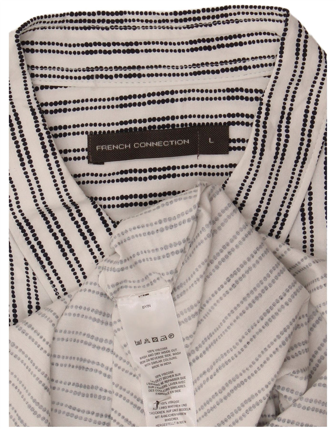 Camisa de manga corta para hombre French Connection de viscosa a rayas blancas grandes