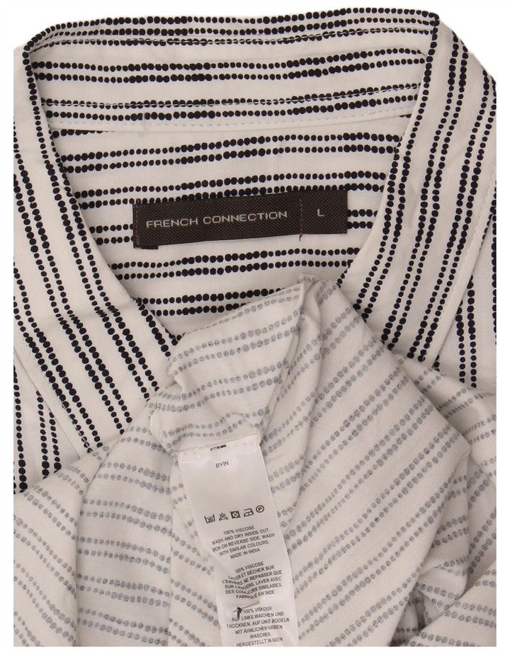 Camisa de manga corta para hombre French Connection de viscosa a rayas blancas grandes