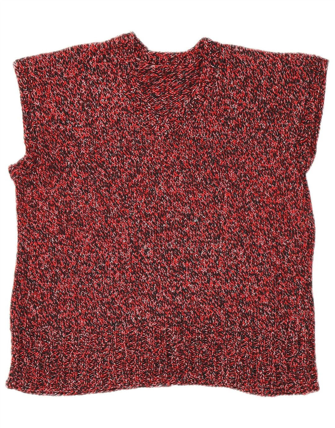 Vintage mujer chaleco camiseta sin mangas Reino Unido 18 XL rojo moteado