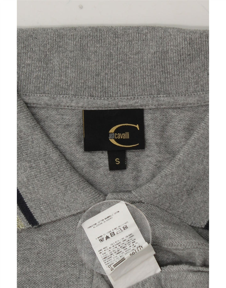 JUST CAVALLI Polo gráfico de manga larga para mujer UK 10 Small Gris Algodón