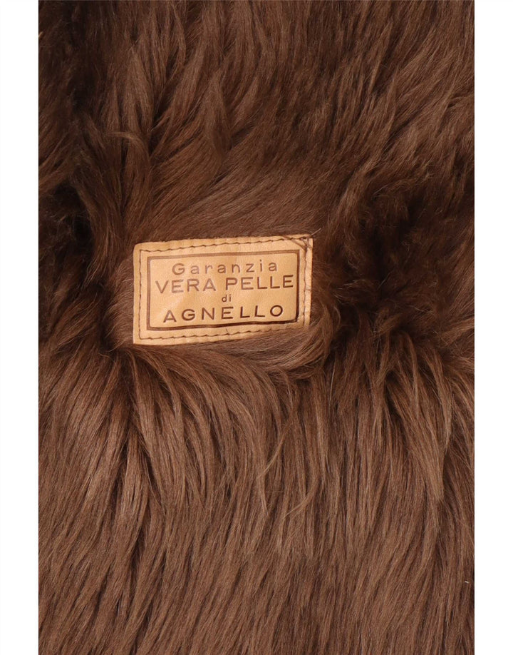 Vintage mujer shearling chaqueta IT 46 grande marrón clásico