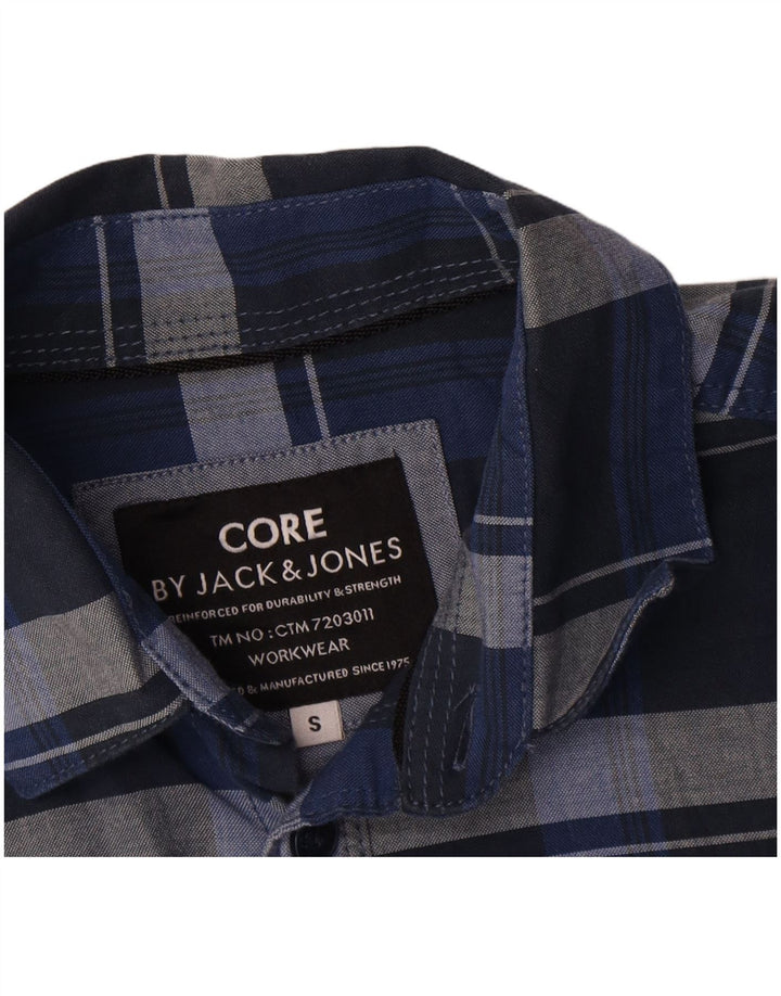 Camisa Jack & Jones Hombre Small Azul Marino Cuadros Algodón