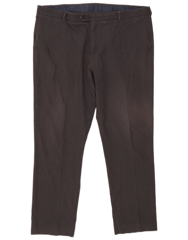 Farah Pantalón de traje clásico ajustado para hombre W44 L33 Poliéster gris