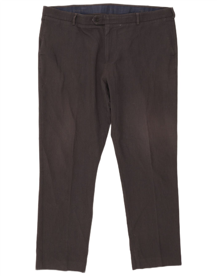 Farah Pantalón de traje clásico ajustado para hombre W44 L33 Poliéster gris