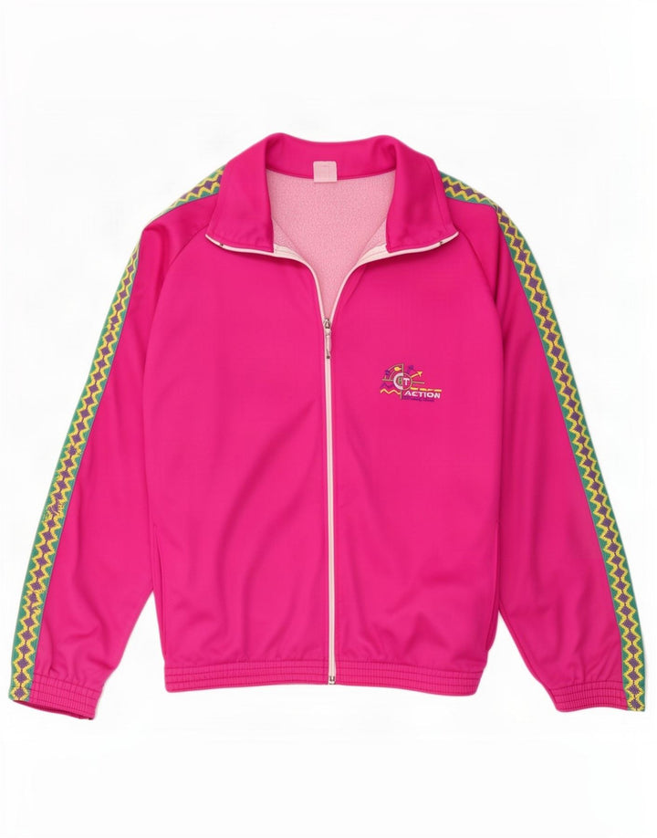 Vintage hombres gráfico chándal top chaqueta pequeña rosa geométrica