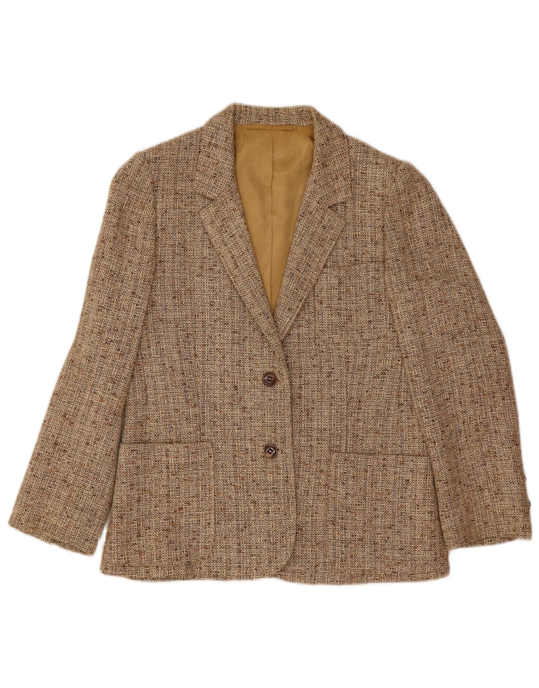 Vintage mujer 2 botones Blazer chaqueta Reino Unido 10 pequeño beige moteado