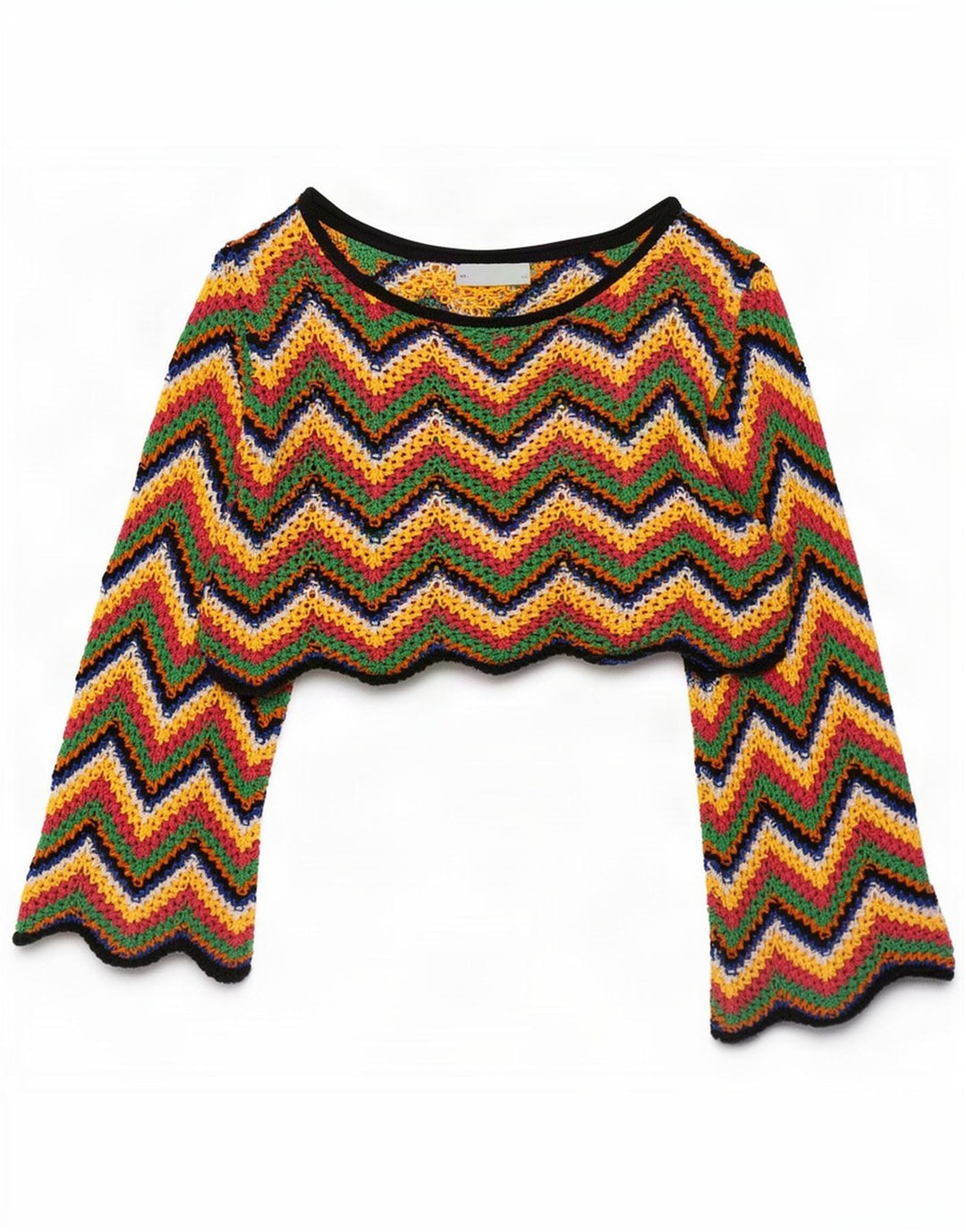 Zara Blusa Corta Extragrande para Mujer UK 10 Small Multicolor Chevron