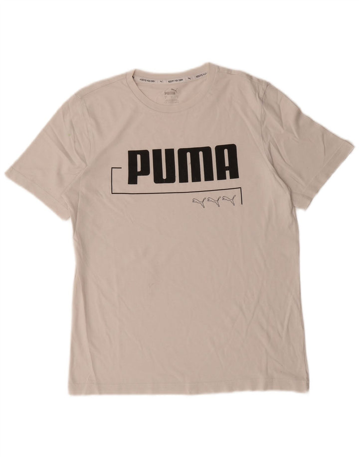 Puma Camiseta gráfica para hombre Top Small White Cotton