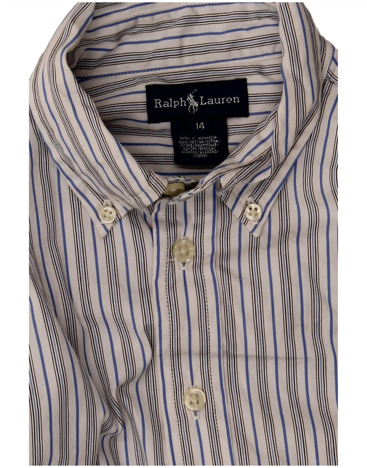 Ralph Lauren Camisa para hombre Talla 14 Algodón a rayas blancas pequeñas