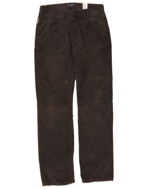Armani Hombre Pantalones Rectos De Pana W32 L34 Poliéster Marrón
