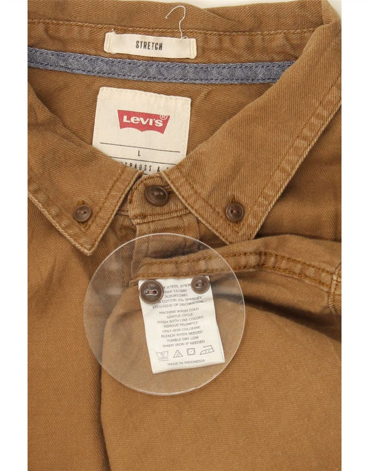 Levi's Camisa elástica para hombre de algodón beige grande