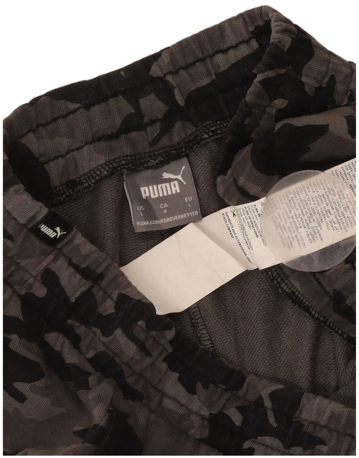 Puma Pantalones cortos deportivos para hombre de algodón de camuflaje gris grande
