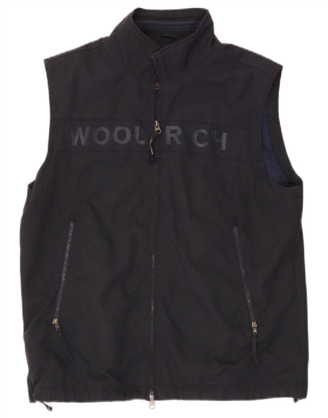 Woolrich Chaqueta superior de chándal sin mangas con gráfico para hombre, talla grande, azul marino