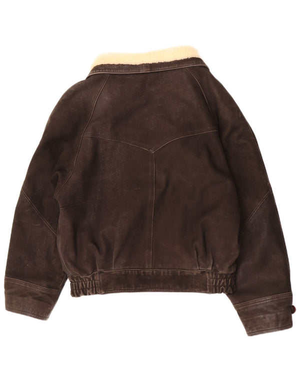 Gapelle Chaqueta de aviador de vuelo de cuero para hombre UK 36 Small Brown Leather Retro