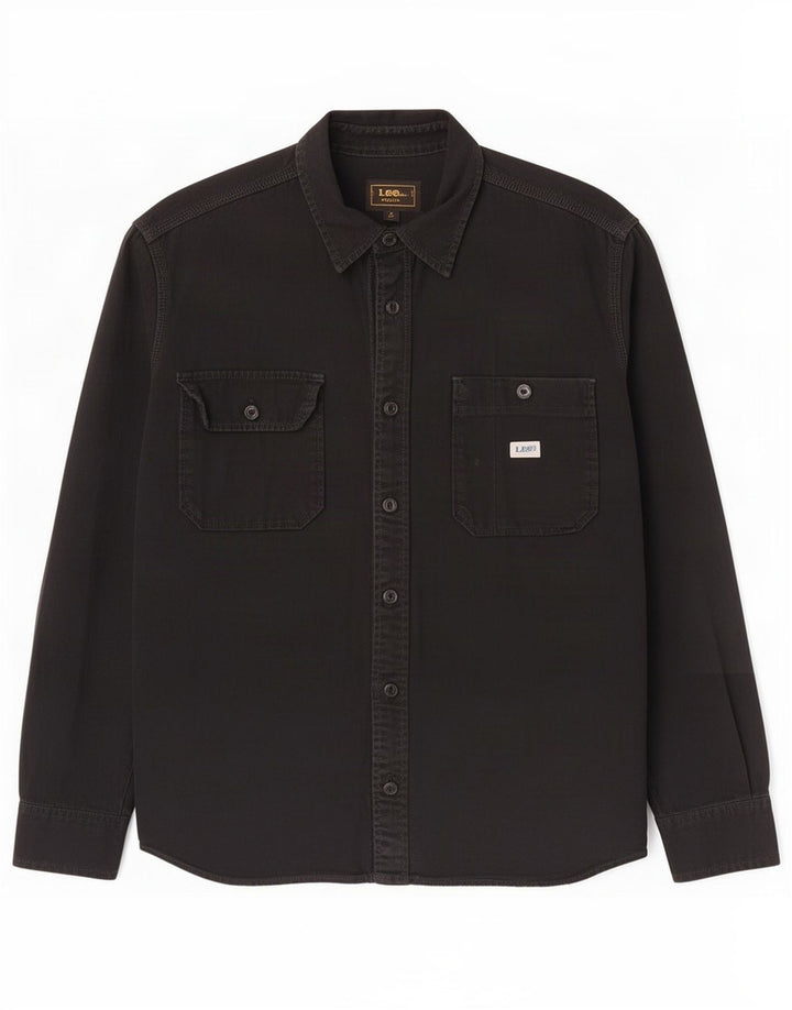 Camisa vaquera Lee para hombre, talla grande, algodón negro