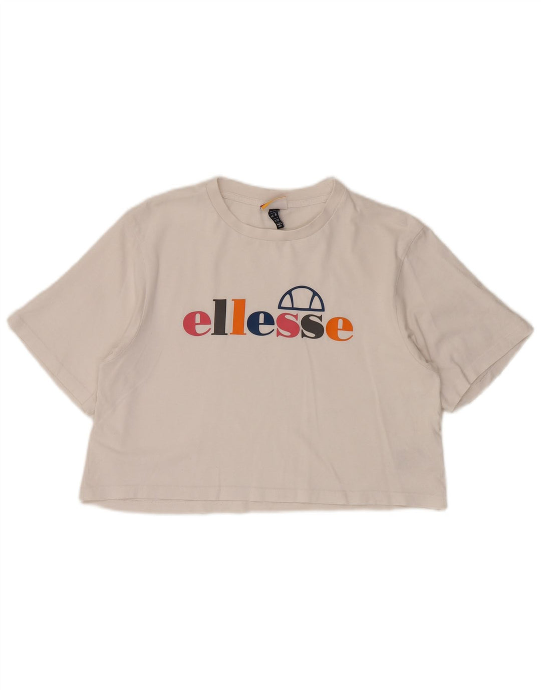 ELLESSE Camiseta corta con gráfico para mujer UK 12 Medium White Cotton
