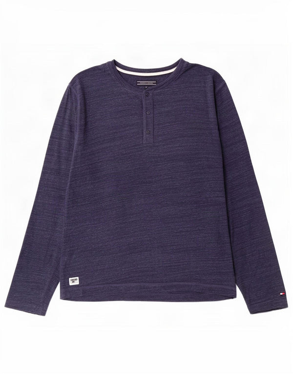 Tommy Hilfiger Camiseta de manga larga para hombre XL Algodón moteado azul marino