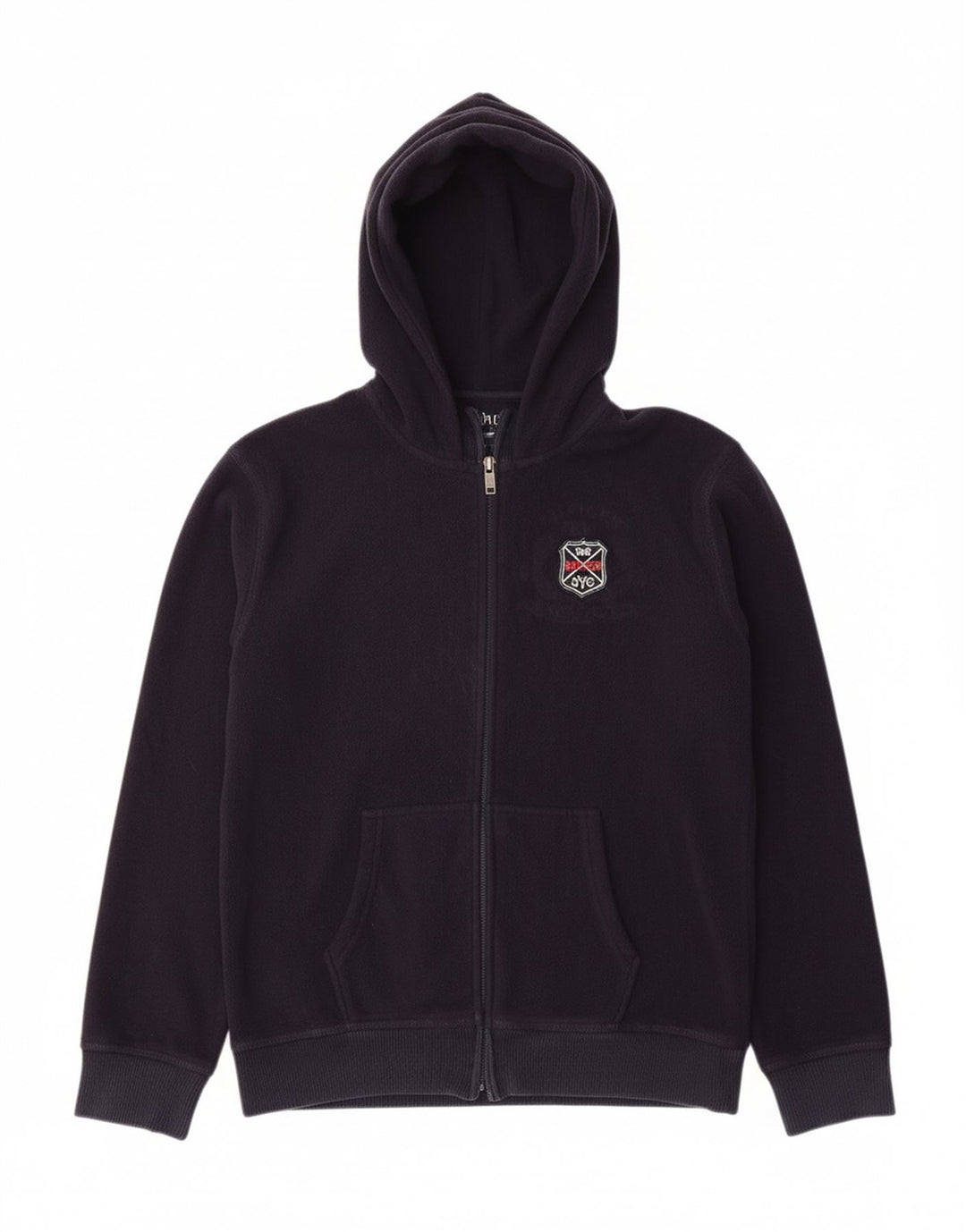 TOMMY HILFIGER Boys Hooded Fleece Jacket 15-16 Years Navy Blue Polyester