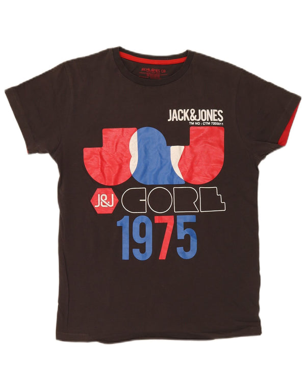 Jack & Jones Hombre Camiseta Gráfica Top Small Marrón Algodón