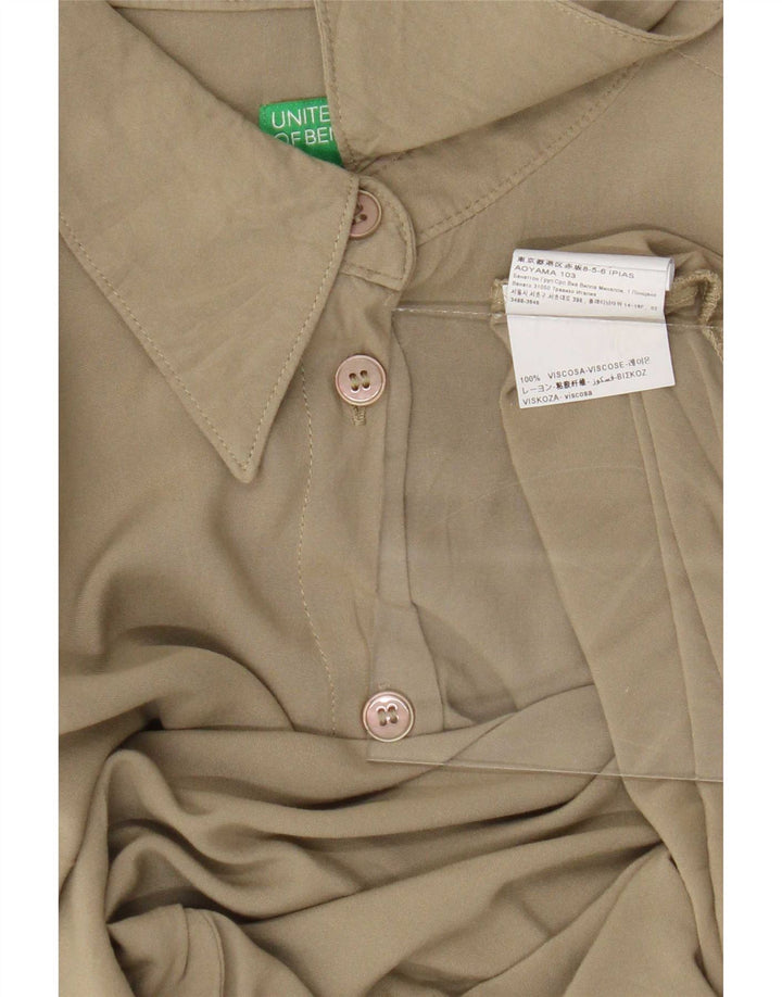 Benetton Blusa Camisera Mujer ES 44 Viscosa Verde Medio