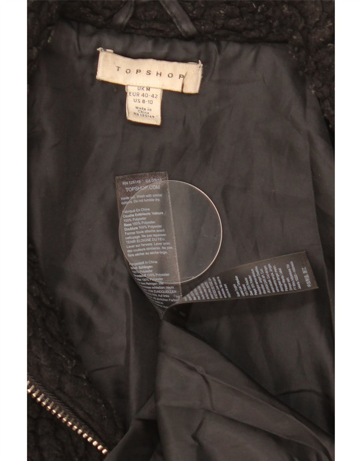 Topshop Chaqueta polar extragrande para mujer UK 14 Mediana Poliéster negro