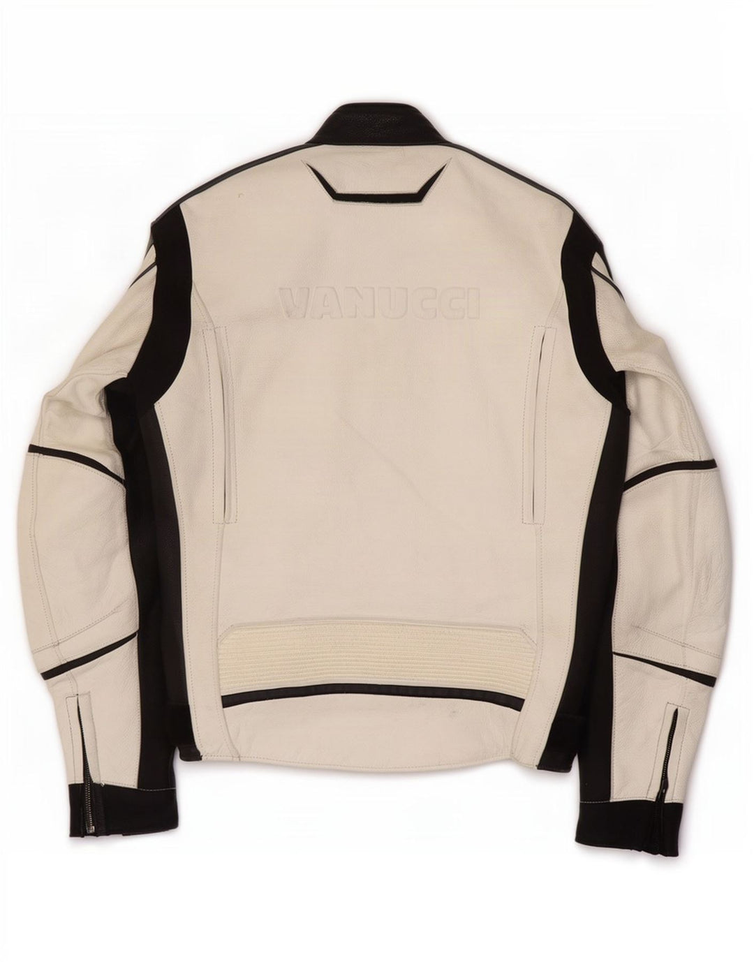Vanucci Chaqueta de corredor de cuero con estampado gráfico para hombre EU 48 Small White Colourblock