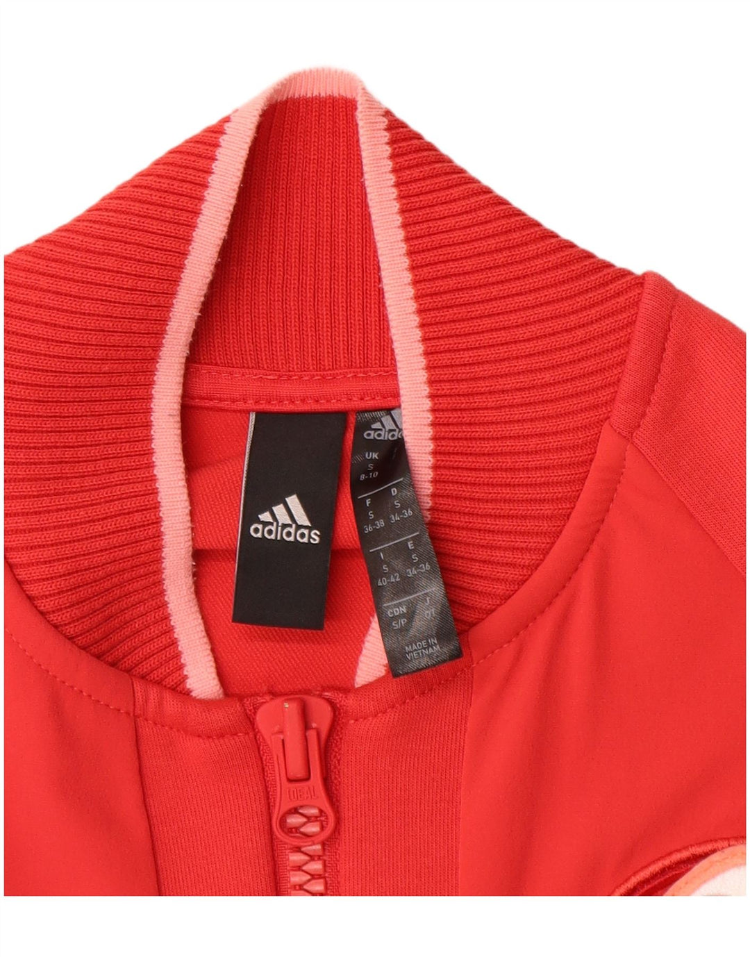 ADIDAS Chaqueta de chándal para mujer UK 8/10 Small Red Colourblock Nylon