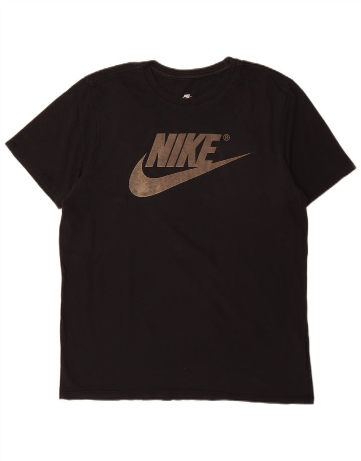 Nike Camiseta con gráfico de corte atlético para hombre Top mediano de algodón negro