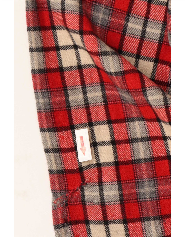 Camisa de franela vintage para hombre XL Lana a cuadros rojos
