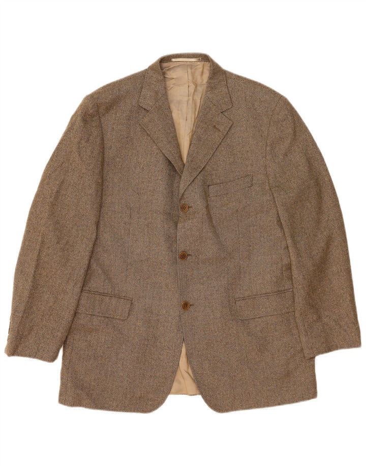Marks & Spencer Chaqueta tipo blazer de 3 botones para hombre UK 42 Large Brown Herringbone