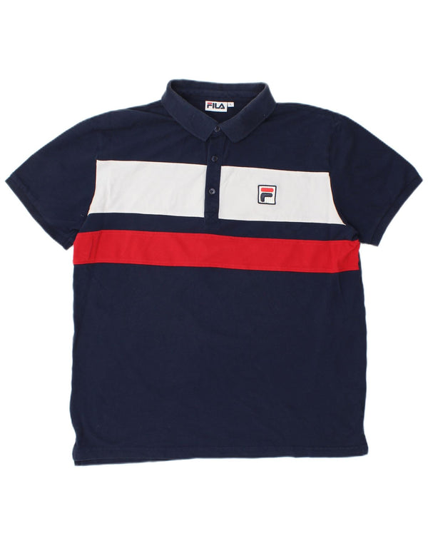 Polo Fila para hombre con bloques de color azul marino grande
