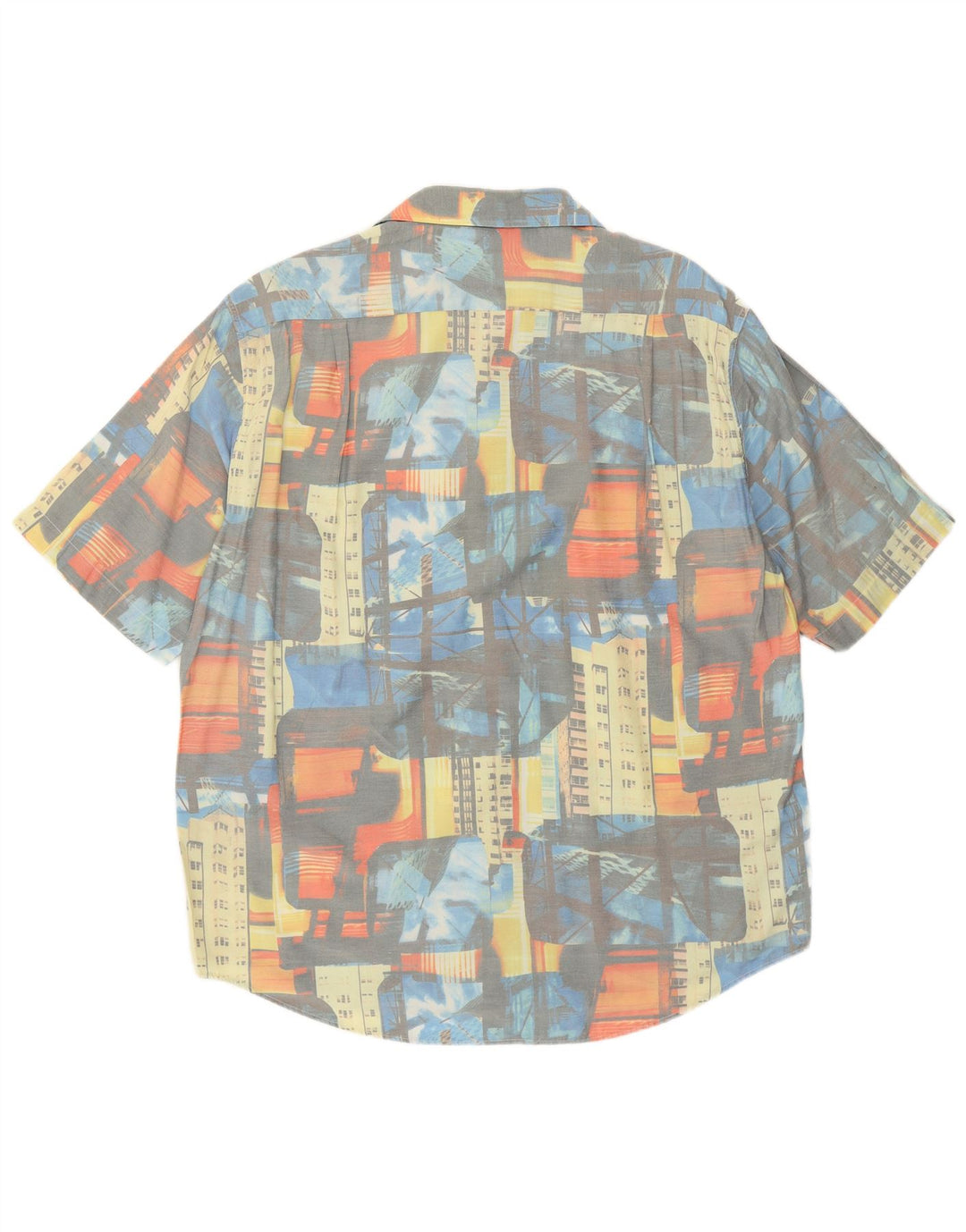Vintage hombres patrón abstracto camisa de manga corta medio multicolor