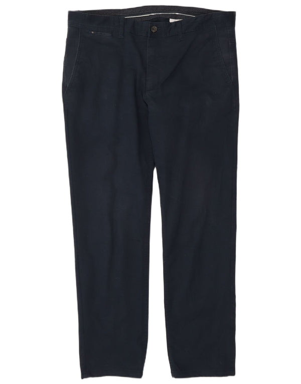 Zara Pantalón chino recto para hombre EU 44 Large W34 L28 Azul marino Algodón