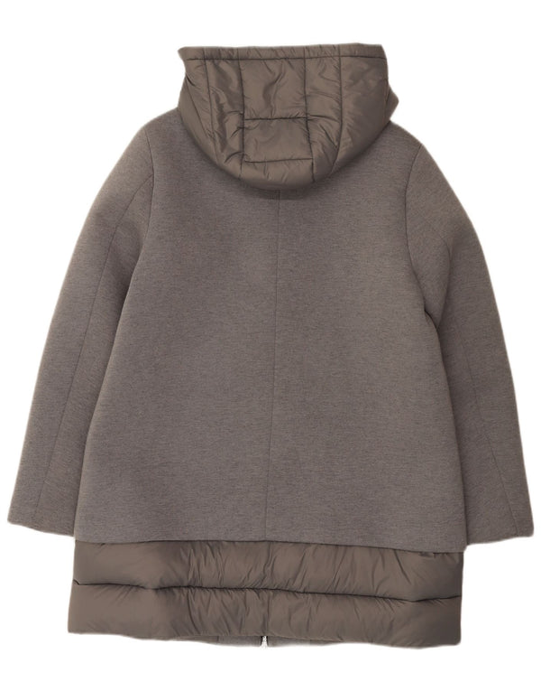 United Colors of Benetton Abrigo Acolchado con Capucha para Mujer ES 40 Gris Medio Modal
