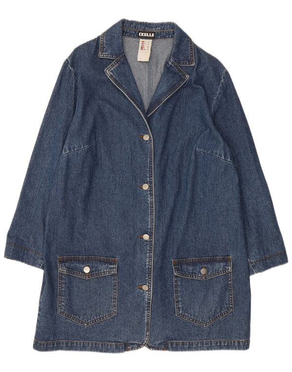 Vintage mujer denim abrigo Reino Unido 18 XL algodón azul