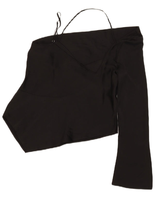 Topshop Top asimétrico de un hombro para mujer UK 42 Poliéster negro mediano