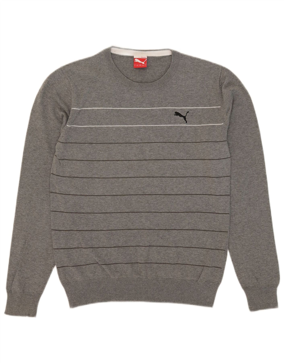 Puma Suéter De Cuello Redondo Para Hombre Gris Medio A Rayas