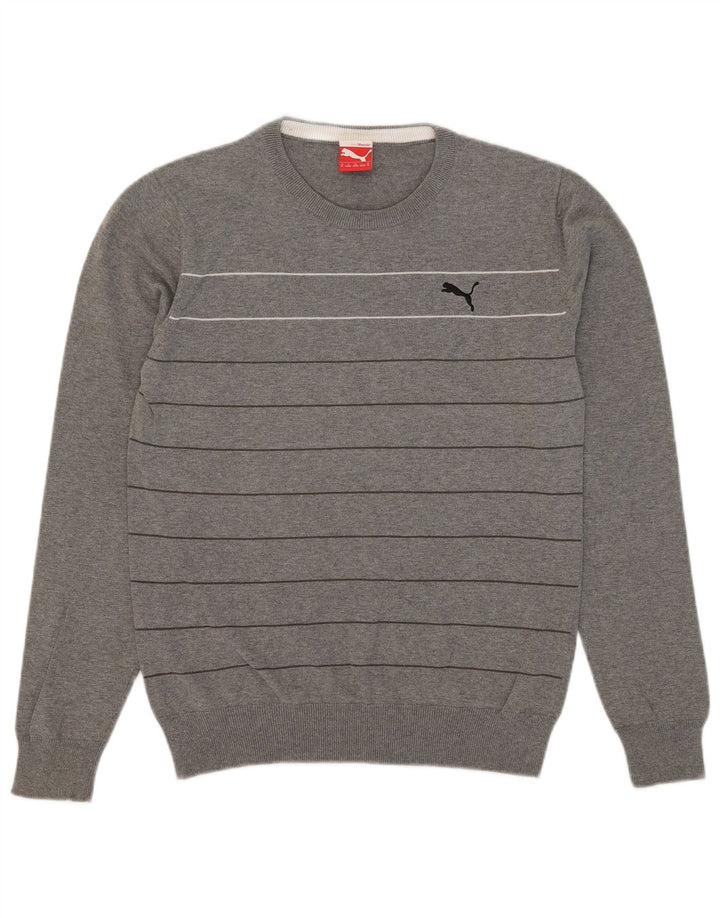 Puma Suéter De Cuello Redondo Para Hombre Gris Medio A Rayas