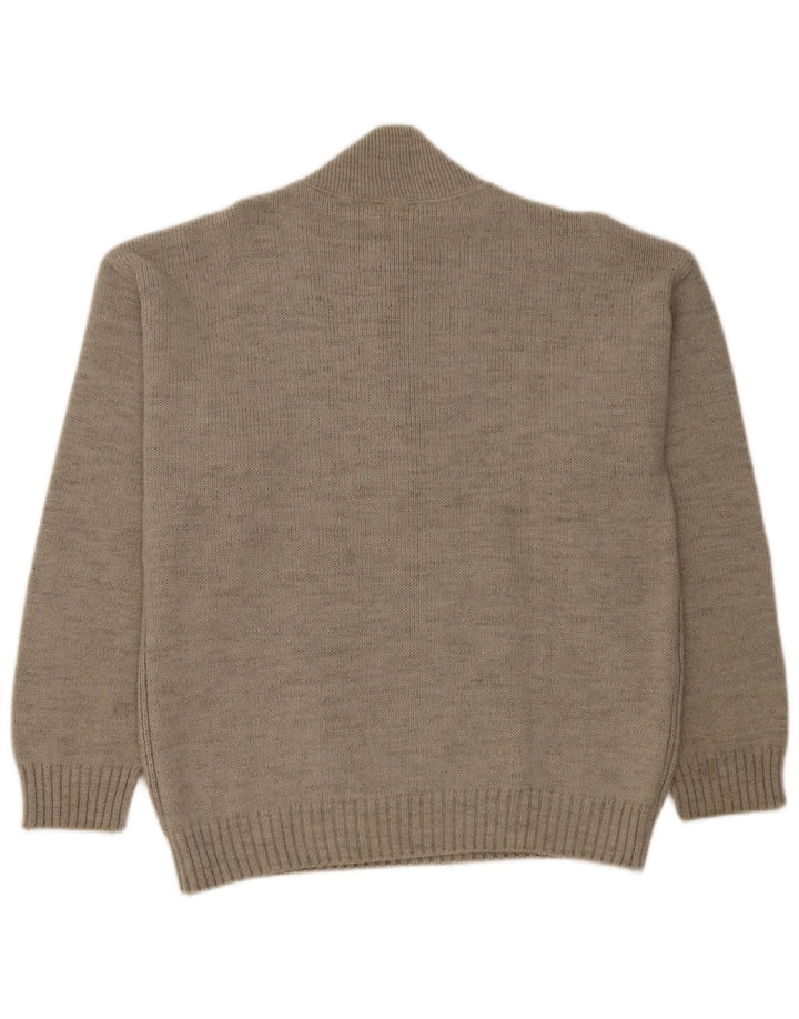Jersey tipo jersey con cuello y botones para hombre Elite de lana gris medio