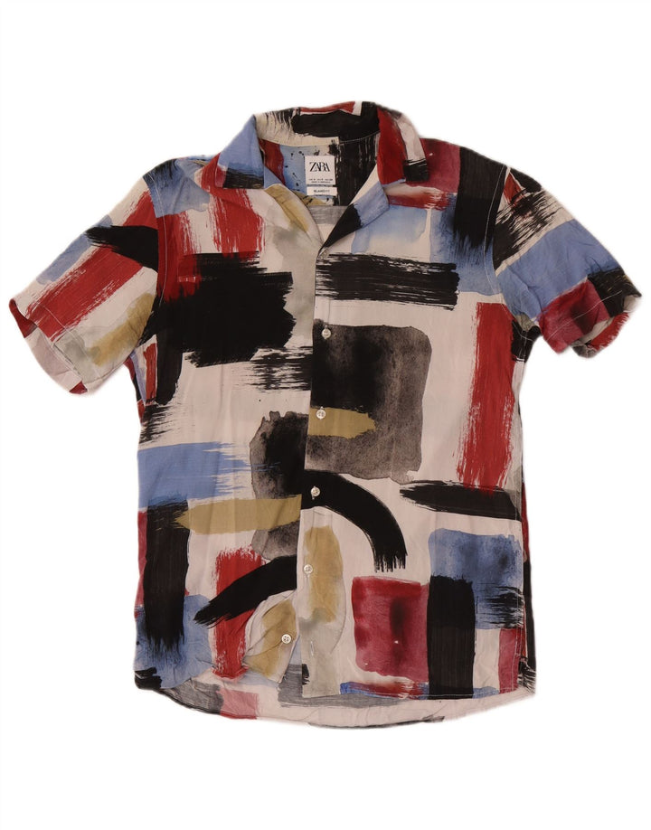 Zara Hombre Camisa Relaxed Fit Manga Corta Pequeño Multicolor Geométrico