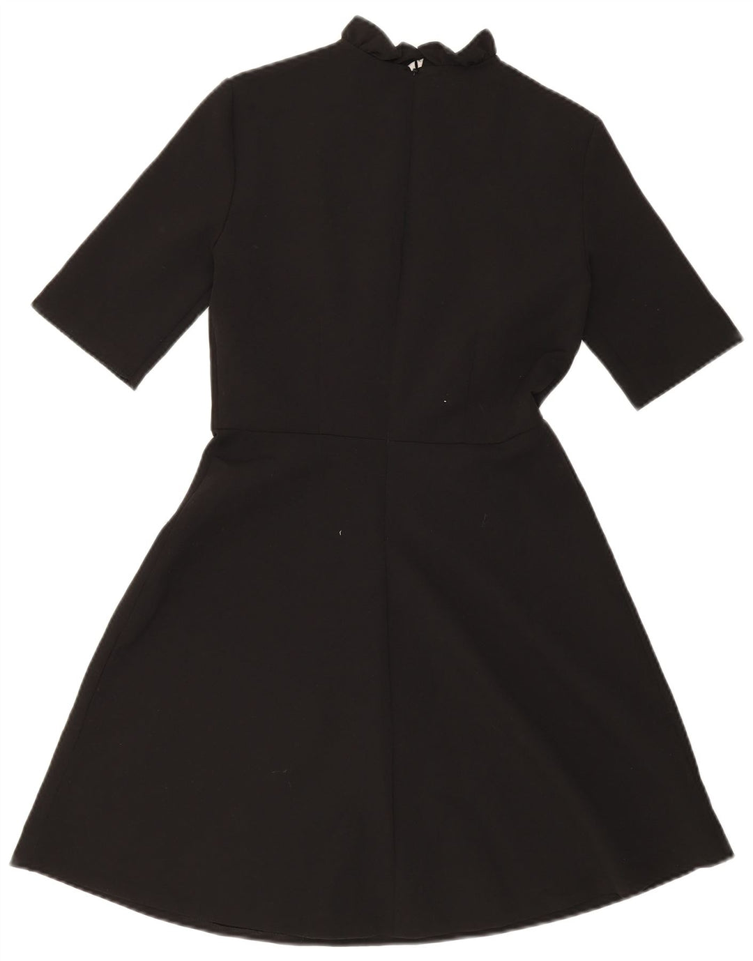 ZARA Mujer Vestido Acampanado UK 40 Pequeño Poliéster Floral Negro