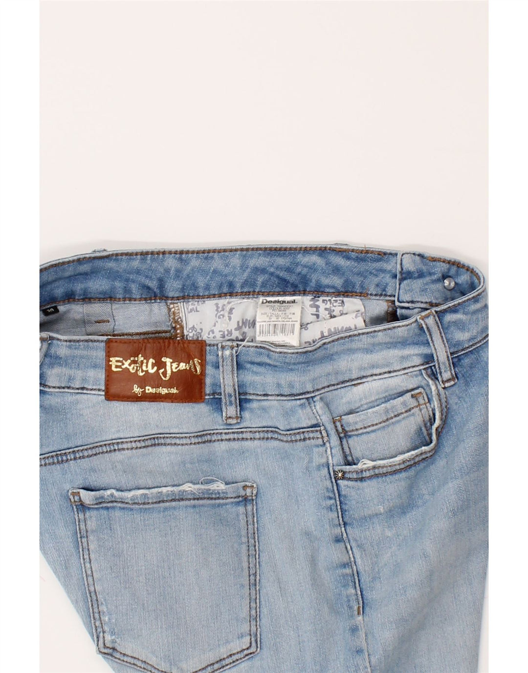 DESIGUAL Womens Distressed Slim Jeans W30 L26 Blue Cotton Vintage Desigual and Second-Hand Desigual from Messina Hembry 