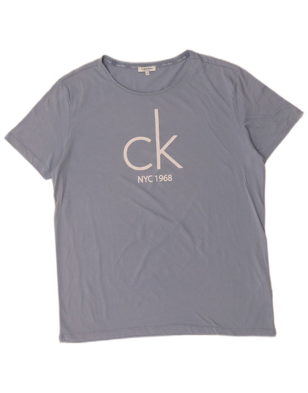 CALVIN KLEIN Camiseta gráfica para hombre Top Azul medio Algodón