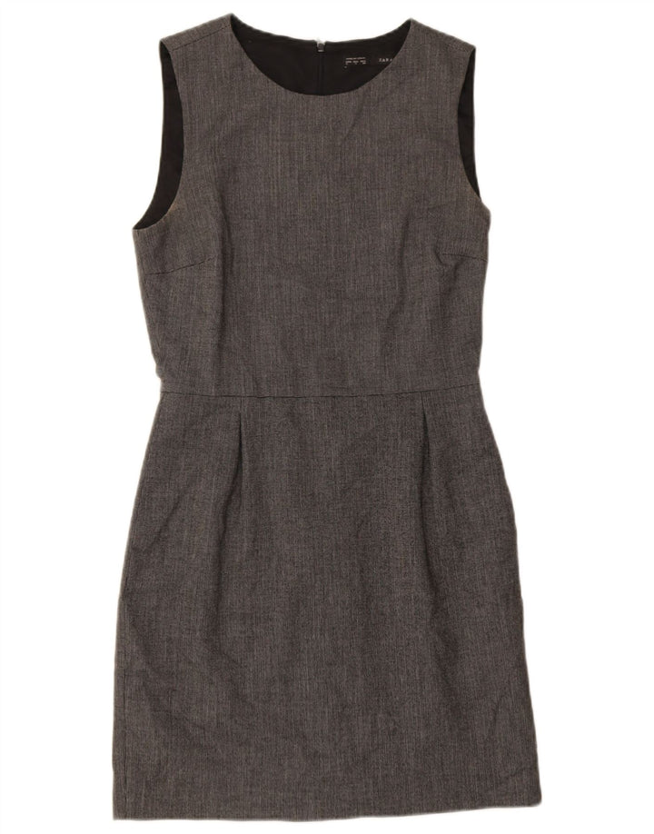 Zara Mujer Vestido Tubo Sin Mangas UK 40 Pequeño Poliéster Gris