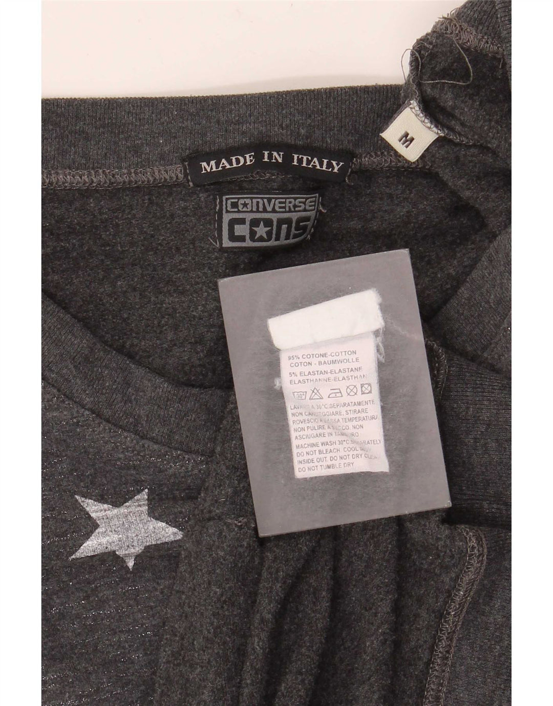 Converse Mujer Gráfico Sudadera Jumper UK 12 Medio Gris Moteado