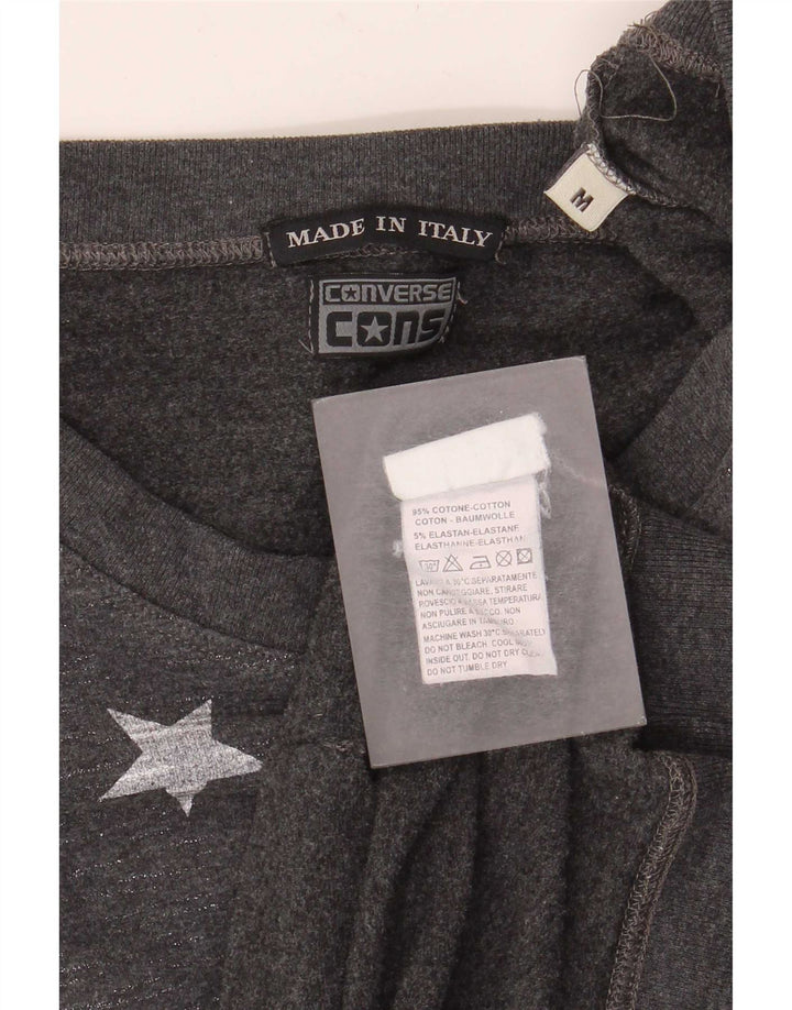 Converse Mujer Gráfico Sudadera Jumper UK 12 Medio Gris Moteado